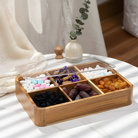Wooden Six-Section Serving Platter